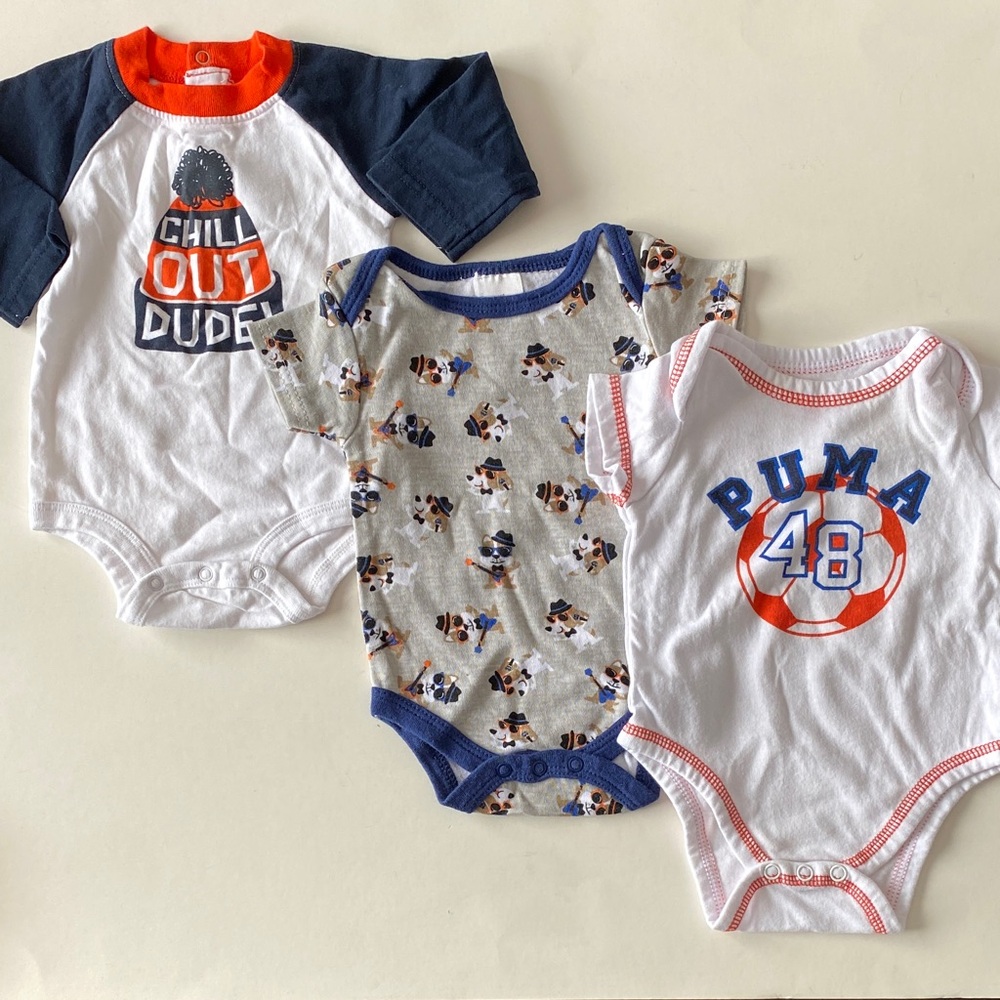 BABY Onesie Clothing Bundle Trio - Navy, Gray, White